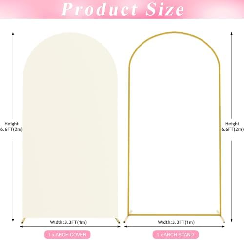 6.6FT Arch Backdrop Stand and Cover Set, Arch Stand with Ivory Cover, alternate view 3