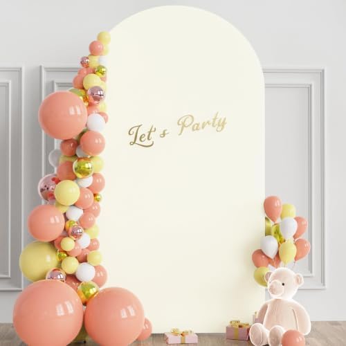 6.6FT Arch Backdrop Stand and Cover Set, Arch Stand with Ivory Cover, alternate view 6