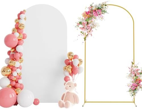 6.6FT Arch Backdrop Stand and Cover Set, Arch Stand with White Cover