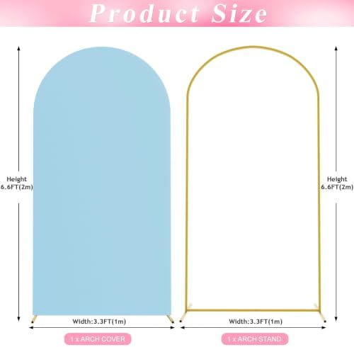 6.6FT Arch Backdrop Stand and Cover Set, Arch with Dusty Blue Cover, alternate view 3