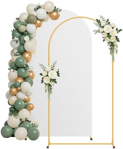 6.6FT Arch Backdrop Stand and White Cover Set, Balloon Arch Stand