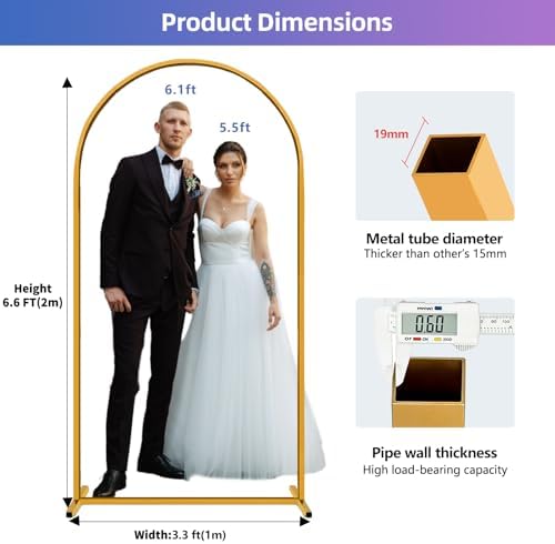 6.6ft Arch Backdrop Stand Gold, alternate view 2