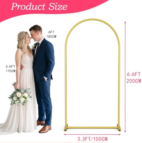 6.6FT Arch Backdrop Stand, Gold Metal Arch Stand for Wedding, alternate view 3