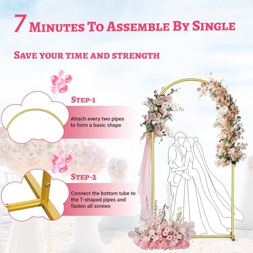 6.6FT Arch Backdrop Stand, Gold Metal Arch Stand for Wedding, alternate view 5