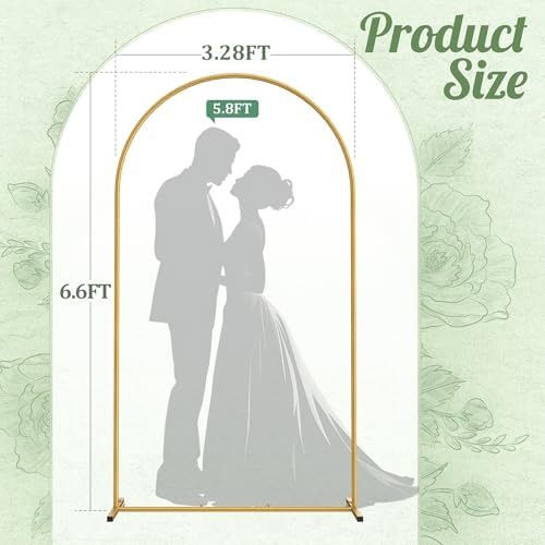 6.6FT Arch Backdrop Stand, Metal Gold Wedding Arch Frame, alternate view 7