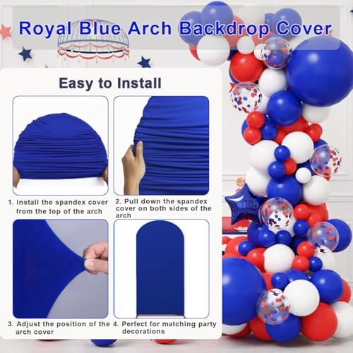 6.6FT Arch Cover 2-Sided Spandex Fitted Arch Backdrop Cover Round Top Chiara Stand Covers for Baby Shower, alternate view 6