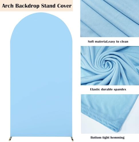 6.6FT Baby Blue Spandex Arch Backdrop Cover(No Stand) in 6.6FT in Baby Blue, alternate view 4