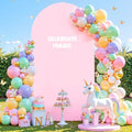 6.6FT Baby Pink Arch Cover, Spandex Fitted Wedding Arch Stand Covers Round Top Chiara Backdrop Cover for