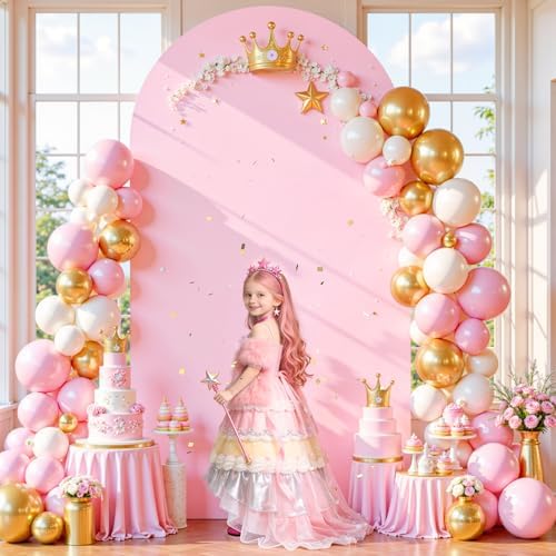 6.6FT Baby Pink Arch Cover, Spandex Fitted Wedding Arch Stand Covers Round Top Chiara Backdrop Cover for, alternate view 2