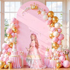 6.6FT Baby Pink Arch Cover, Spandex Fitted Wedding Arch Stand Covers Round Top Chiara Backdrop Cover for, alternate view 2