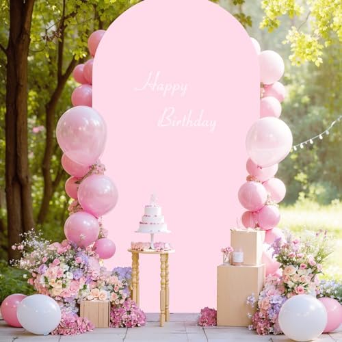 6.6FT Baby Pink Arch Cover, Spandex Fitted Wedding Arch Stand Covers Round Top Chiara Backdrop Cover for, alternate view 6