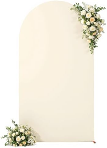 6.6FT Beige Arch Backdrop Cover - Stretchy Spandex Fabric Fitted Round Top Chiara Backdrop Arch Covers for, alternate view 7
