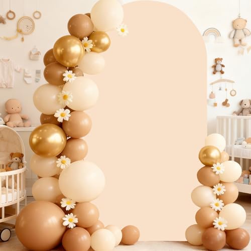 6.6FT Beige Wedding Arch Backdrop Cover, Stretchy Fabric in 3.3x6.6ft in Beige, alternate view 2