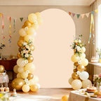 6.6FT Beige Wedding Arch Backdrop Cover, Stretchy Fabric in 3.3x6.6ft in Beige, alternate view 3