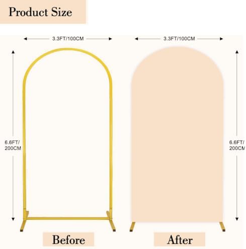 6.6FT Beige Wedding Arch Backdrop Cover, Stretchy Fabric in 3.3x6.6ft in Beige, alternate view 5