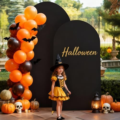 6.6FT Black Arch Backdrop Cover - Polyester Fitted Wedding Arch Stand Covers Round Top Chiara Arch Backdrop, alternate view 5