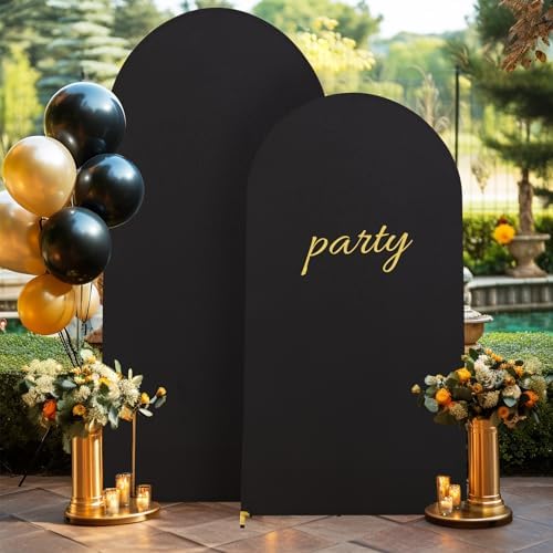 6.6FT Black Arch Backdrop Cover, Spandex Fitted Wedding Arch Stand Covers Round Top Chiara Stretchy Arch, alternate view 6