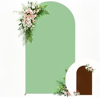 6.6FT Brown Green Arch Backdrop Cover - Stretchy Spandex Fabric Fitted Round Top Chiara Backdrop Arch Covers for