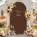 6.6FT Brown Green Arch Backdrop Cover - Stretchy Spandex Fabric Fitted Round Top Chiara Backdrop Arch Covers for, alternate