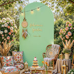 6.6FT Brown Green Arch Backdrop Cover - Stretchy Spandex Fabric Fitted Round Top Chiara Backdrop Arch Covers for, alternate