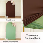 6.6FT Brown Green Arch Backdrop Cover - Stretchy Spandex Fabric Fitted Round Top Chiara Backdrop Arch Covers for, alternate