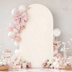 6.6FT Cream Arch Backdrop Cover - Polyester Fitted Wedding Arch Stand Covers Round Top Chiara Arch Backdrop