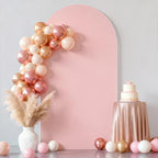 6.6FT Dusty Rose Arch Cover - Polyester Fitted Wedding Arch Stand Covers Round Top Chiara Arch Backdrop Cover