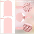 6.6FT Dusty Rose Arch Cover - Polyester Fitted Wedding Arch Stand Covers Round Top Chiara Arch Backdrop Cover, alternate view