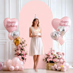 6.6FT Dusty Rose Arch Cover - Polyester Fitted Wedding Arch Stand Covers Round Top Chiara Arch Backdrop Cover, alternate view