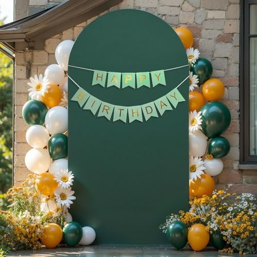 6.6FT Hunter Green Arch Backdrop Cover, Spandex Fitted Wedding Arch Stand Covers 2-Sided Round Top Chiara Arch