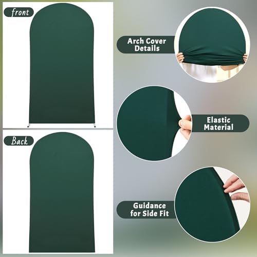 6.6FT Hunter Green Arch Backdrop Cover, Spandex Fitted Wedding Arch Stand Covers 2-Sided Round Top Chiara Arch, alternate