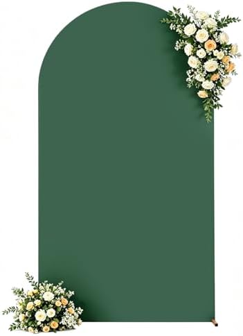 6.6FT Hunter Green Arch Backdrop Cover - Stretchy Spandex Fabric Fitted Round Top Chiara Backdrop Arch Covers
