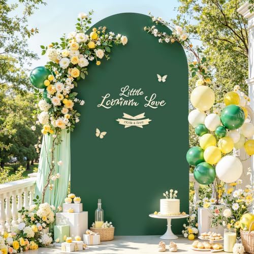 6.6FT Hunter Green Arch Backdrop Cover - Stretchy Spandex Fabric Fitted Round Top Chiara Backdrop Arch Covers, alternate view