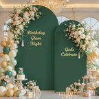6.6FT Hunter Green Arch Backdrop Cover - Stretchy Spandex Fabric Fitted Round Top Chiara Backdrop Arch Covers, alternate view