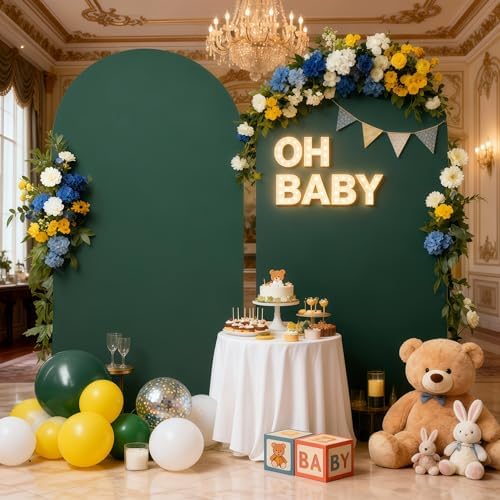 6.6FT Hunter Green Arch Cover - Polyester Fitted Wedding Arch Stand Covers Round Top Chiara Arch Backdrop Cover, alternate