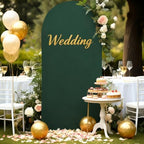 6.6FT Hunter Green Arch Cover - Polyester Fitted Wedding Arch Stand Covers Round Top Chiara Arch Backdrop Cover, alternate
