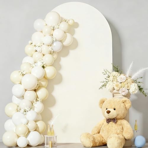 6.6FT Ivory Arch Backdrop Cover - Polyester Fitted Wedding Arch Stand Covers Round Top Chiara Arch Backdrop