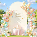 6.6FT Ivory Arch Backdrop Cover - Polyester Fitted Wedding Arch Stand Covers Round Top Chiara Arch Backdrop, alternate view 3