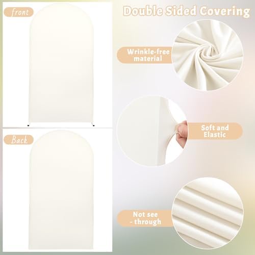 6.6FT Ivory Arch Backdrop Cover - Polyester Fitted Wedding Arch Stand Covers Round Top Chiara Arch Backdrop, alternate view 4