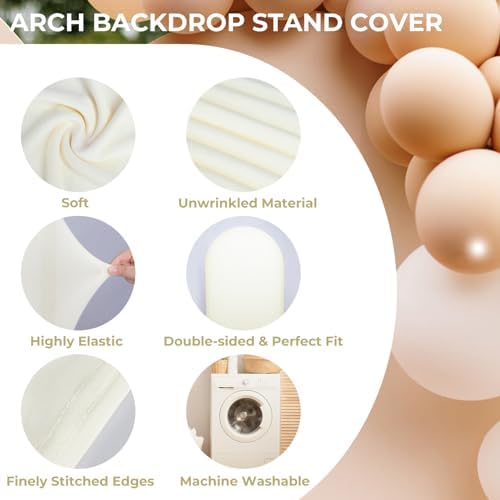 6.6Ft Ivory Wedding Arch Backdrop Cover for Party Ceremony Deco in 6.6 FT in Ivory, alternate view 3