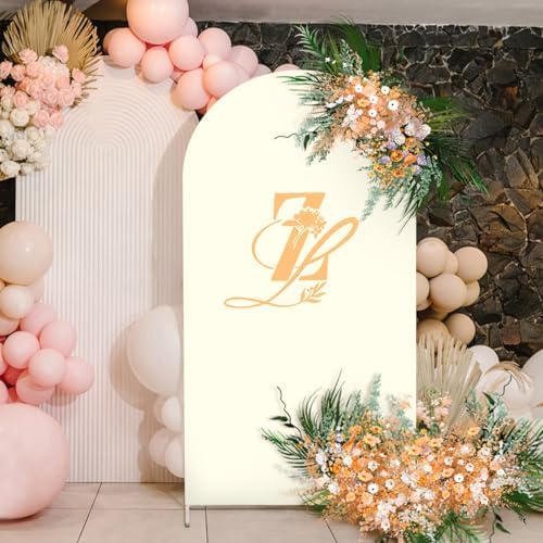 6.6Ft Ivory Wedding Arch Backdrop Cover for Party Ceremony Deco in 6.6 FT in Ivory, alternate view 5