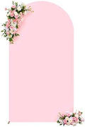 6.6FT Light Pink Arch Backdrop Cover - Stretchy Spandex Fabric Fitted Round Top Chiara Backdrop Arch Covers for