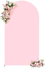 6.6FT Light Pink Arch Backdrop Cover - Stretchy Spandex Fabric Fitted Round Top Chiara Backdrop Arch Covers for