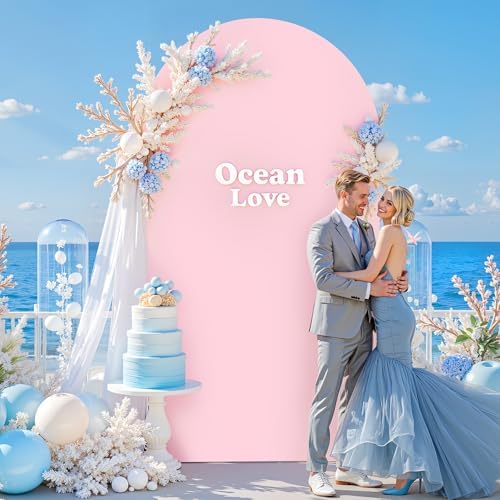 6.6FT Light Pink Arch Backdrop Cover - Stretchy Spandex Fabric Fitted Round Top Chiara Backdrop Arch Covers for, alternate