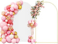 6.6FT Metal Arch Backdrop Stand and Cover Set, Gold Wedding Arch Backdrop Stand with Cover, Balloon Arch Frame