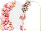 6.6FT Metal Arch Backdrop Stand and Cover Set, Gold Wedding Arch Backdrop Stand with Cover, Balloon Arch Frame