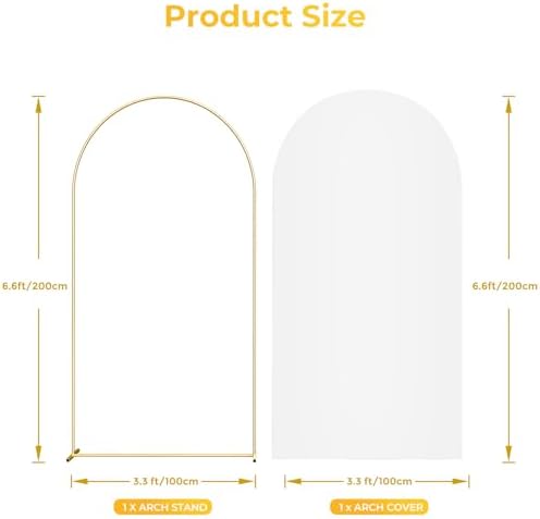 6.6FT Metal Arch Backdrop Stand and Cover Set, Gold Wedding Arch Backdrop Stand with Cover, Balloon Arch Frame, alternate