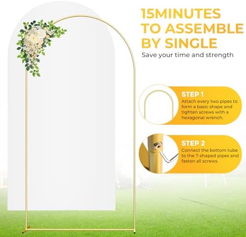 6.6FT Metal Arch Backdrop Stand and Cover Set, Gold Wedding Arch Backdrop Stand with Cover, Balloon Arch Frame, alternate