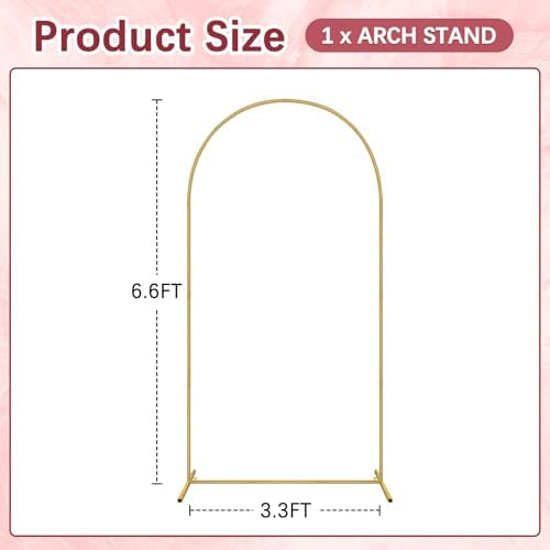 6.6FT Metal Arch Backdrop Stand, Gold Balloon Arch Stand, alternate view 2