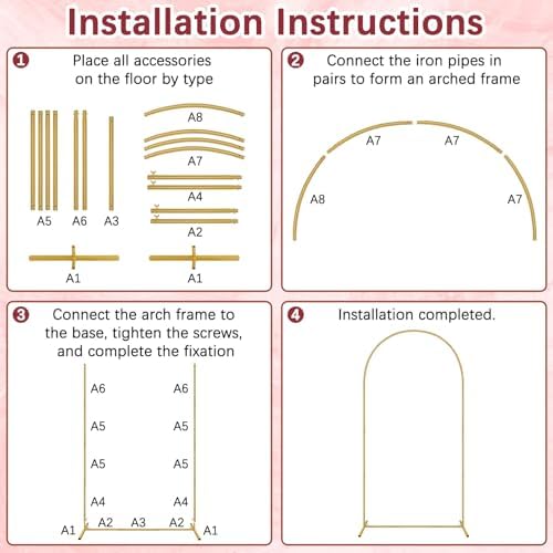 6.6FT Metal Arch Backdrop Stand, Gold Balloon Arch Stand, alternate view 3
